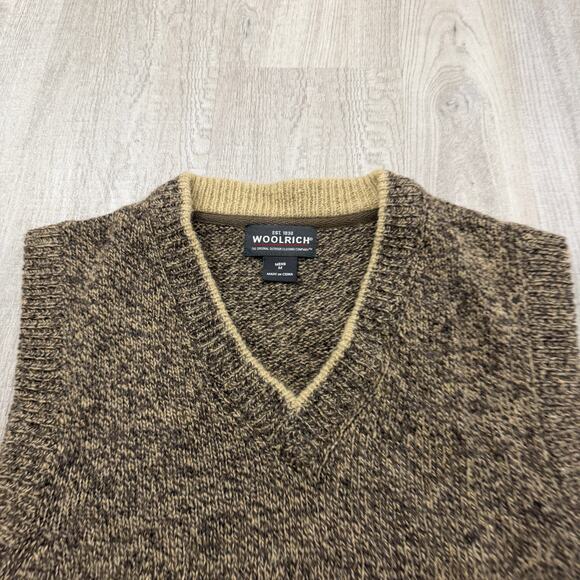 Woolrich Sweater Vest Men's Medium Olive Heather Knit Pullover Grandpa Wool - Picture 3 of 9